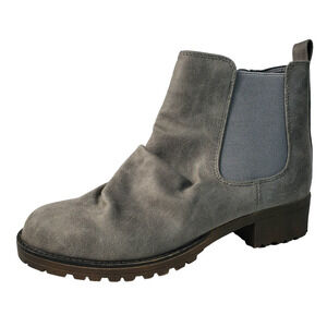 Annelise Cordell Gray Ankle Boots 7M Zip Stretch Comfort Casual Bootie